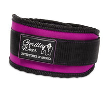 Load image into Gallery viewer, Gorilla Wear 4 Inch Women&#39;s Lifting Belt - Black/Purple
