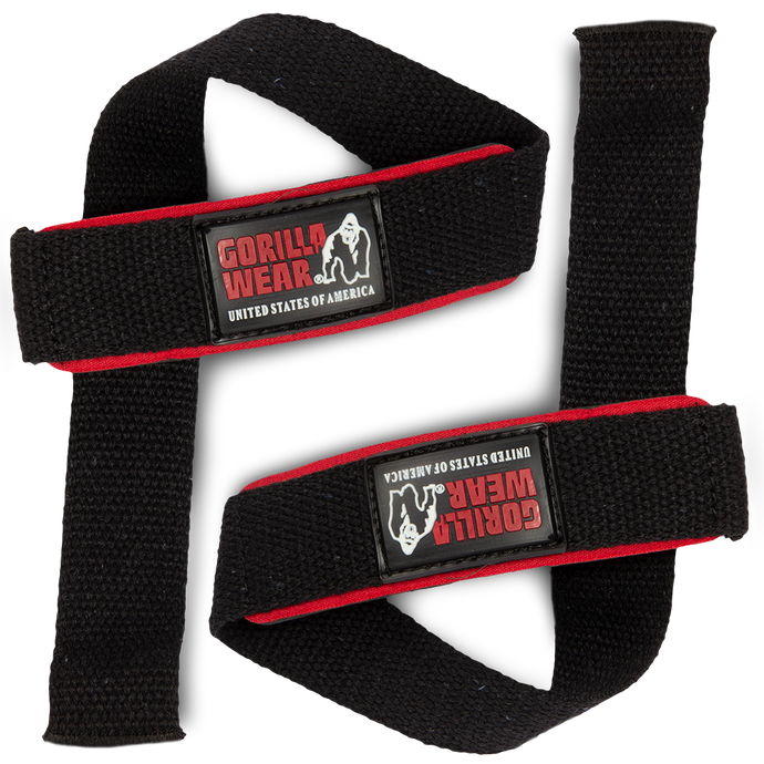 GW padded wrist straps for lifting red/black